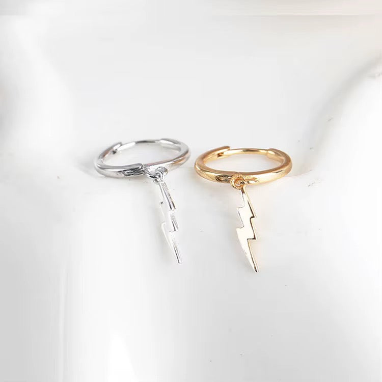 Lightning Signet Huggie Hoop Earrings