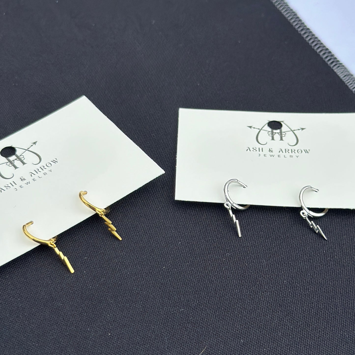 Lightning Signet Huggie Hoop Earrings