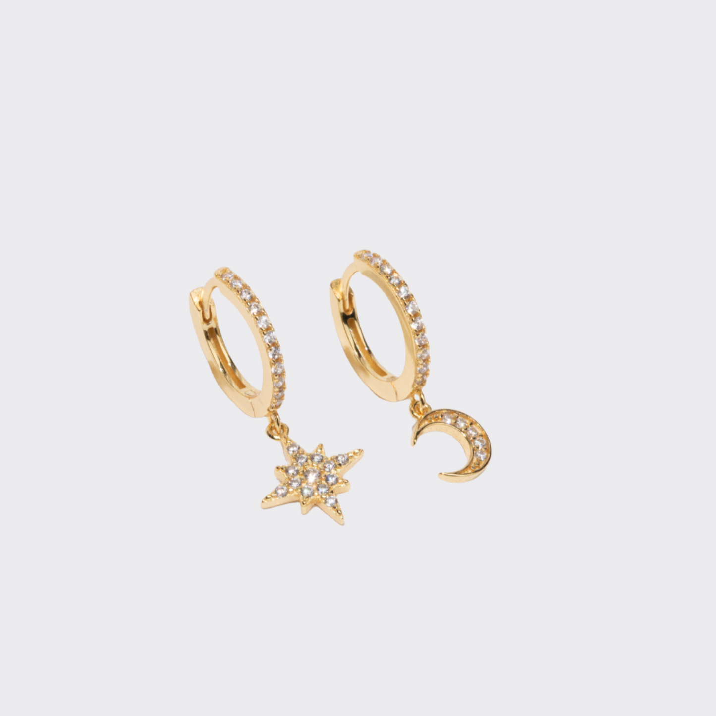 Celestia Star and Crescent Moon Huggie Hoop Earrings